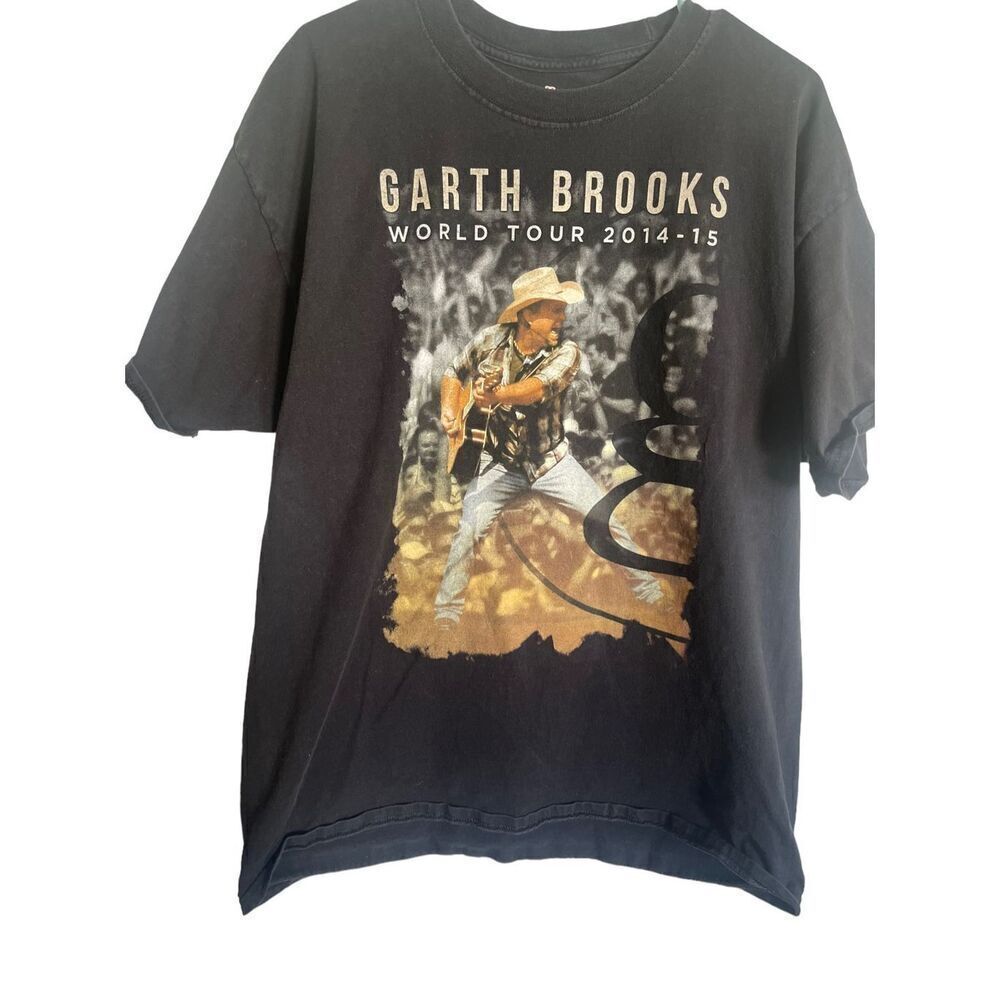 Hanes Mens Black Garth Brooks 2014-2015 World Tour Graphic T-Shirt Size XL